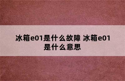 冰箱e01是什么故障 冰箱e01是什么意思